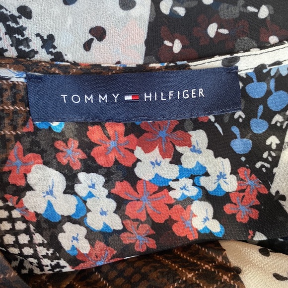 Tommy Hilfiger multicolor asymmetric dress long sleeve size M Smock Chiffon Midi - Picture 3 of 15